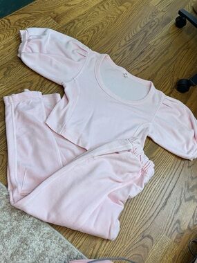 READ DESCRIPTION- Aerie Light Pink Crop Top & Barrel Joggers Set